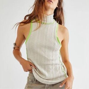 NWOT Free People Grey and Green Marley Mock Tank Sz Small